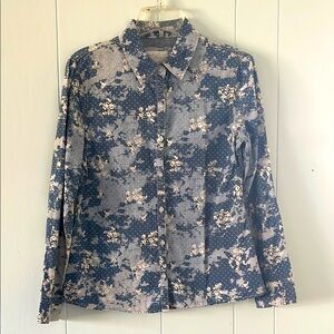Justice floral denim button down shirt